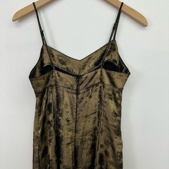 Anthropologie Women’s Erika Metallic Satin Burnout Spaghetti Strap Wide Leg Jump - Picture 10 of 12